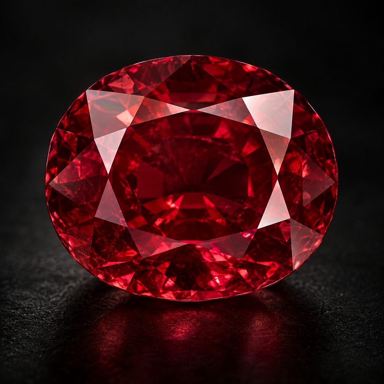Ruby gemstone on a dark surface
