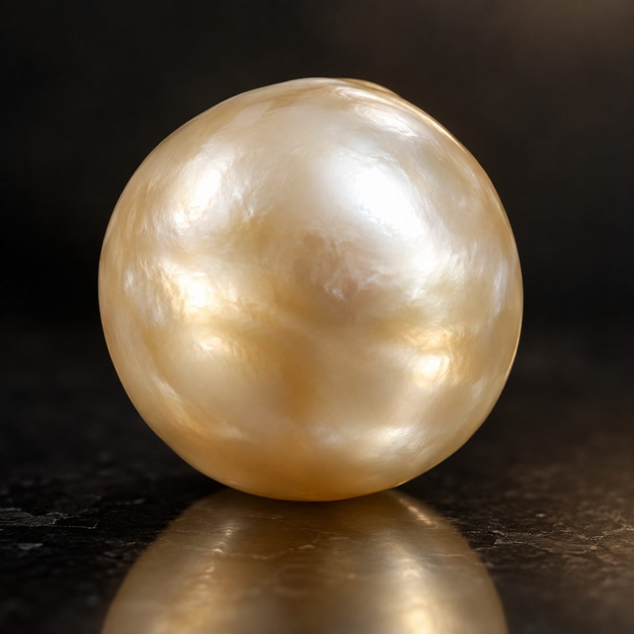 South Sea Pearl gemstone on a dark surface