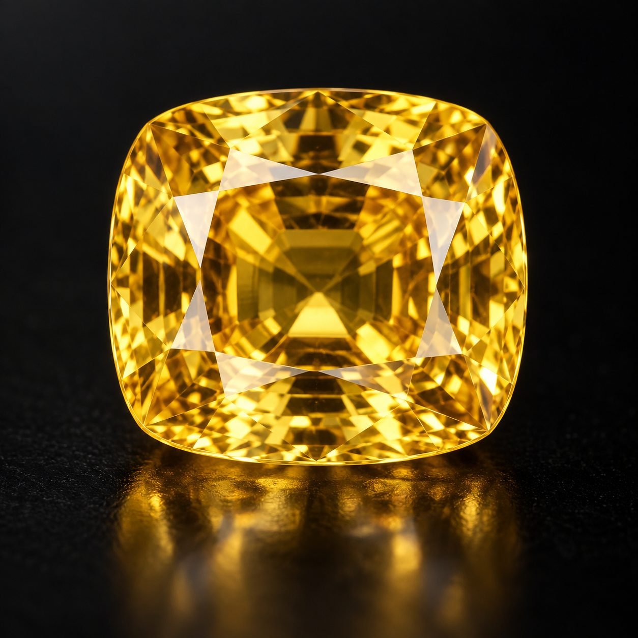 Yellow Sapphire gemstone on a dark surface